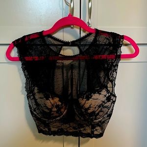 32DD Black Lace VS crop top SMALL